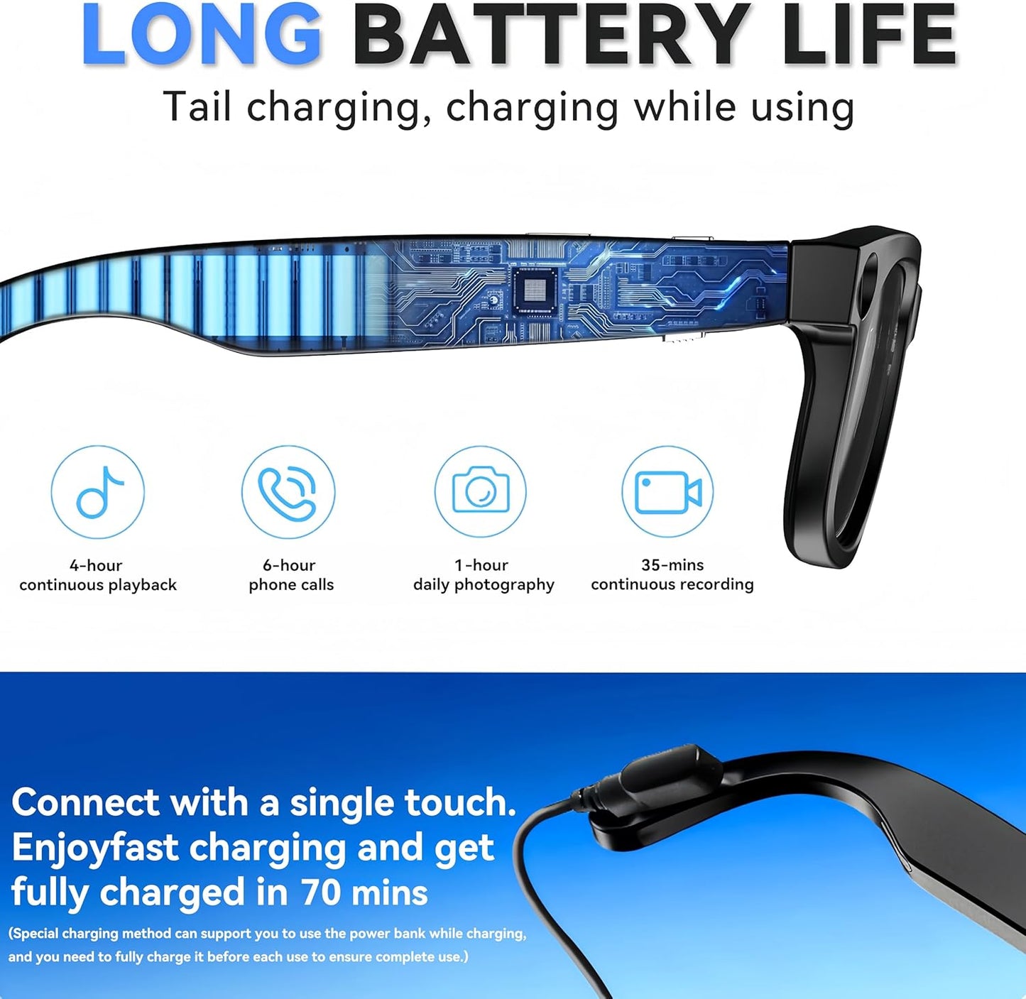 AI Smart Glasses with 8MP HD Camera, Voice Assistant, Open-Ear Audio, Real-Time Translation, and Video Recording Capabilities for Professional and Everyday Use (Black)