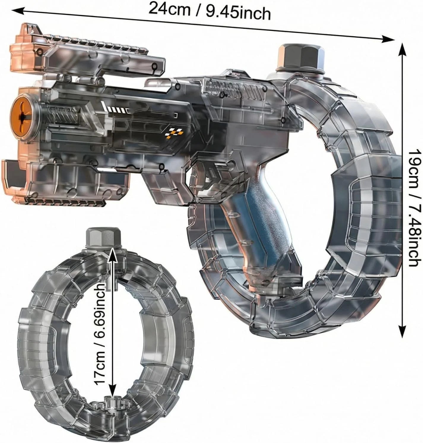 Mechanical Transforming Electric Water ππͺπ£ for Kids Adults,Electric Water πlaster with Strobe Lights,Long Range & Mechanical Deformation, Outdoor Water Game Gift Boys Girls (Black)