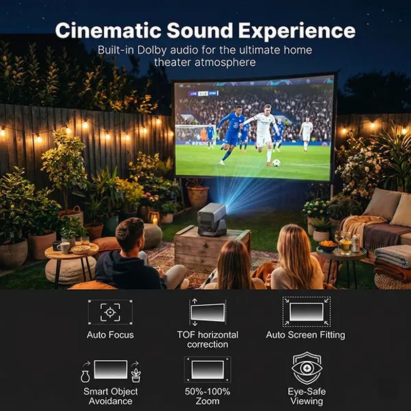 Auking 1100 ANSI Lumen Portable Projector – Auto Focus & Keystone, Dolby Audio, Wifi 6, Bluetooth 5.0, 50% Zoom, Stream Netflix/Youtube, 2-Year Warranty + 1V1 Support