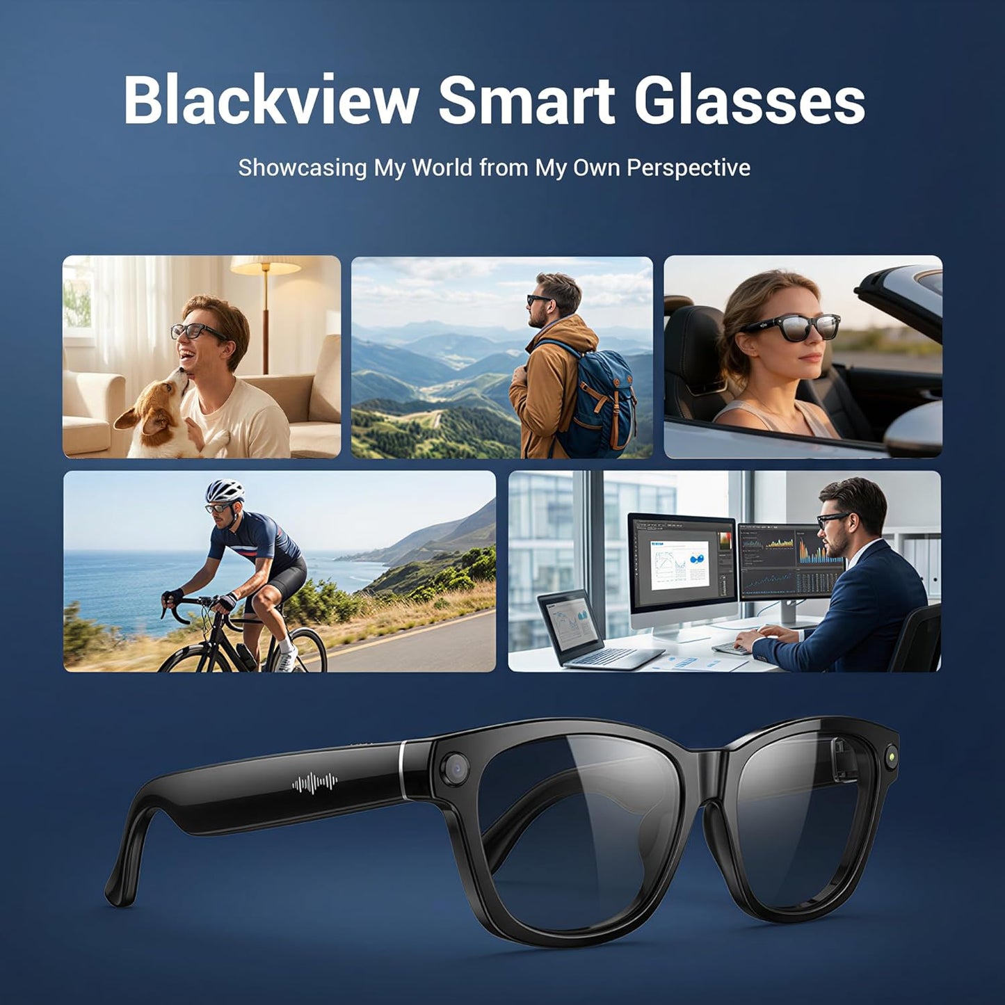 AI-Enhanced Smart Glasses with 12MP Camera, Bluetooth Calling, 4K HD Video Recording, Real-Time Translation, AI Voice Assistant, Object Recognition, and Polarized Lenses