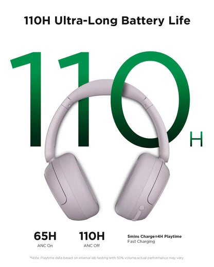 TALIX H30 Hybrid Active Noise Cancelling Headphones, Wireless Over-Ear Bluetooth Headphones, 110H Playtime, Hi-Res Audio, Bass Boost, Clear Calls, Comfortable Fit, Bluetooth 6.0 Headset