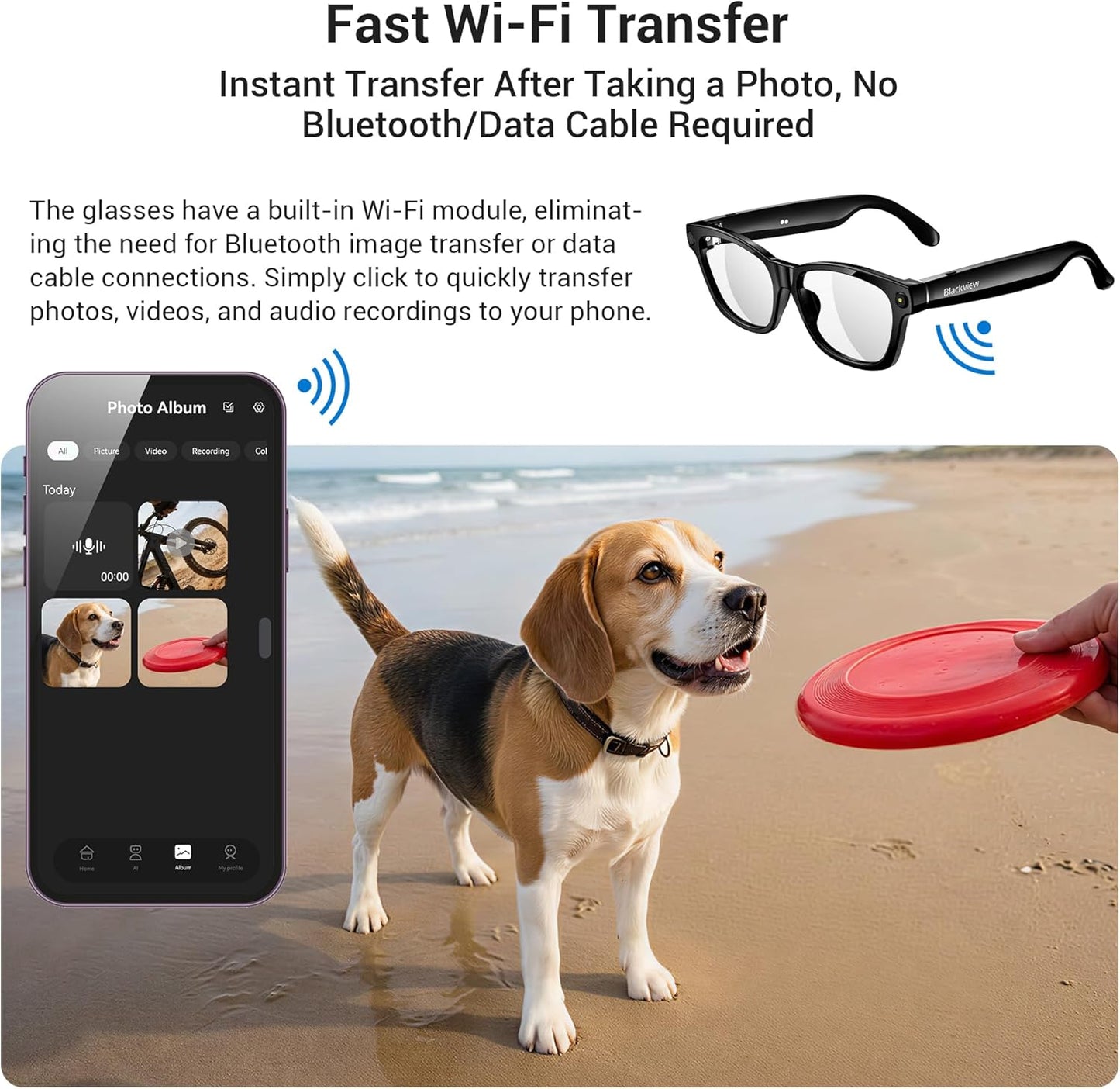 AI-Enhanced Smart Glasses with 12MP Camera, Bluetooth Calling, 4K HD Video Recording, Real-Time Translation, AI Voice Assistant, Object Recognition, and Polarized Lenses