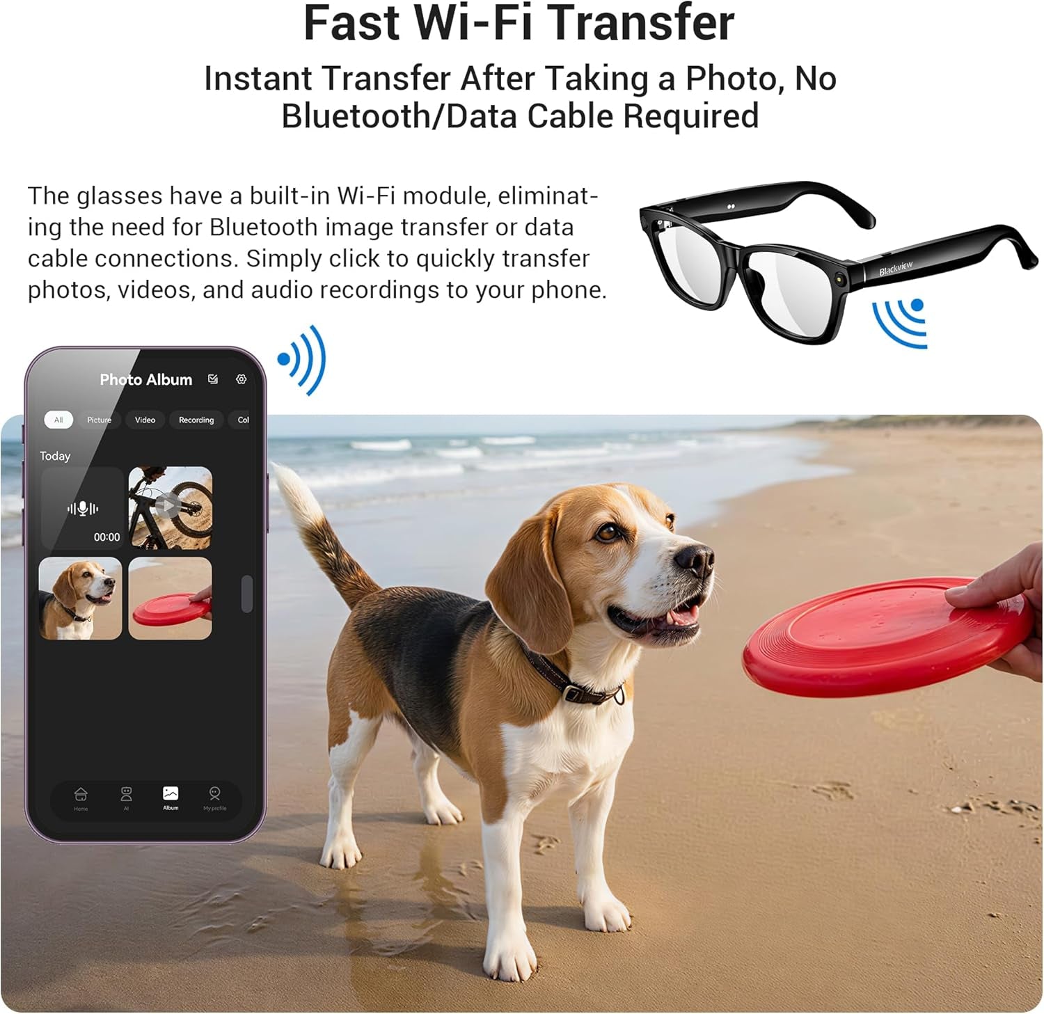 AI-Enhanced Smart Glasses with 12MP Camera, Bluetooth Calling, 4K HD Video Recording, Real-Time Translation, AI Voice Assistant, Object Recognition, and Polarized Lenses