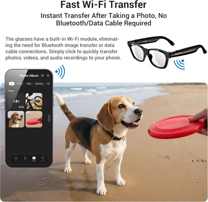 AI-Enhanced Smart Glasses with 12MP Camera, Bluetooth Calling, 4K HD Video Recording, Real-Time Translation, AI Voice Assistant, Object Recognition, and Polarized Lenses