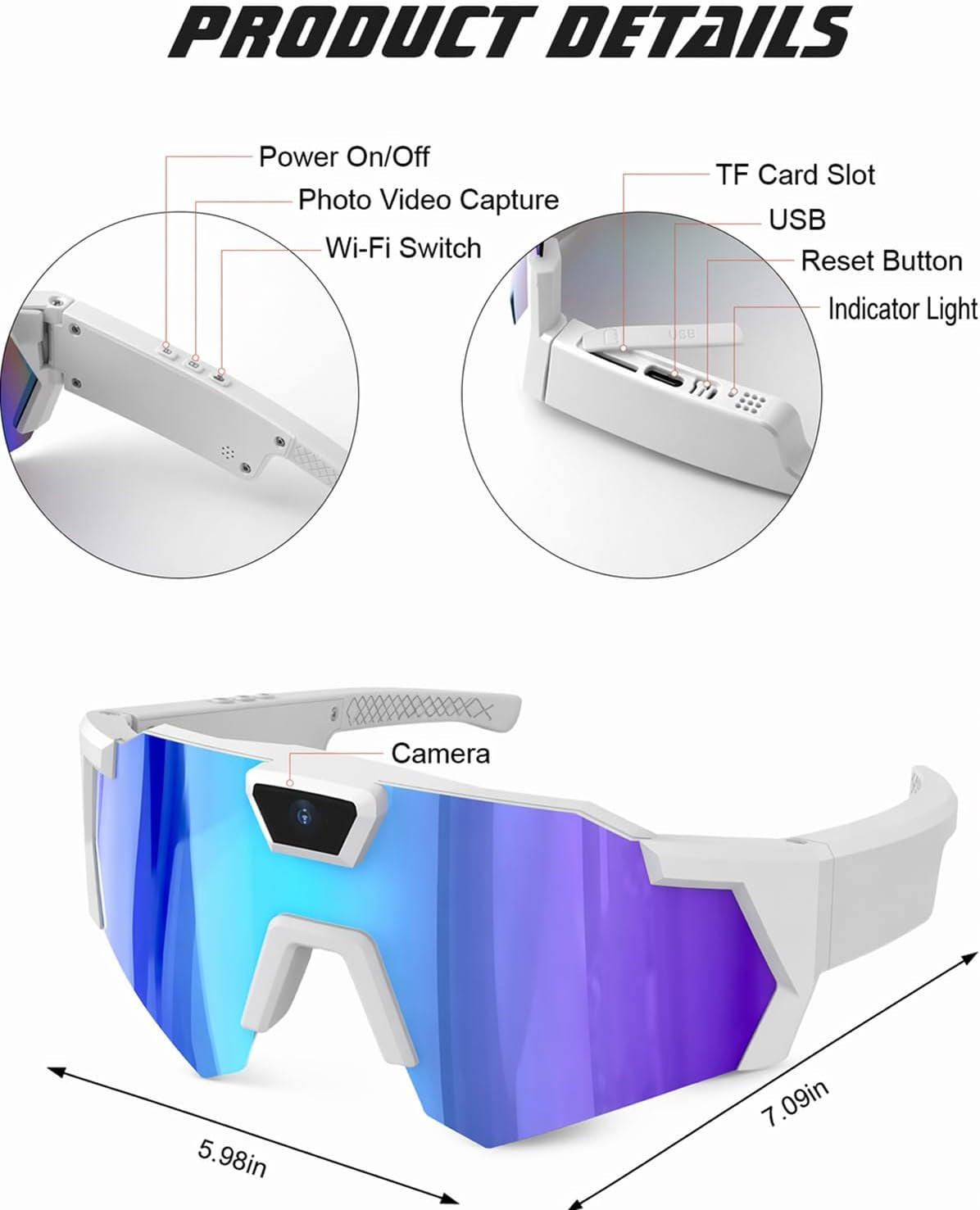 POV Glasses 4K Baseball with Camera Smart Glass for Men Women Sunglasses Cameras and Audio Video Action 2026 Upgrade Eyeglasses Running Style Meets Function Sports Cycling Hiking Hd(Black)