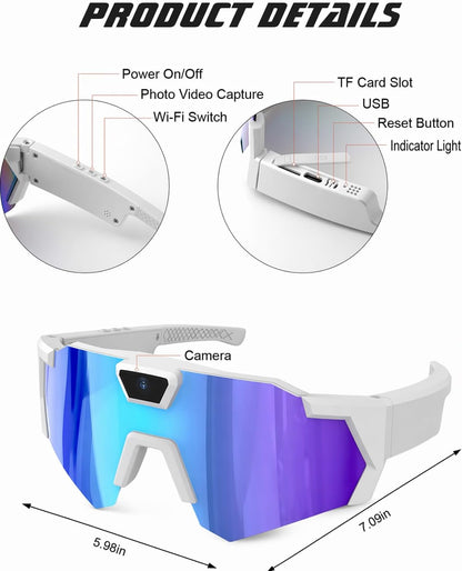 POV Glasses 4K Baseball with Camera Smart Glass for Men Women Sunglasses Cameras and Audio Video Action 2026 Upgrade Eyeglasses Running Style Meets Function Sports Cycling Hiking Hd(Black)