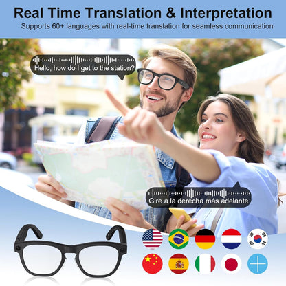 AI-Powered Smart Glasses with 8MP HD Camera, 1080P Video Recording, Voice Assistant, AI Object Recognition and Translation, Photochromic Lenses, and Bluetooth Connectivity for Travel, Work, and Vlogging