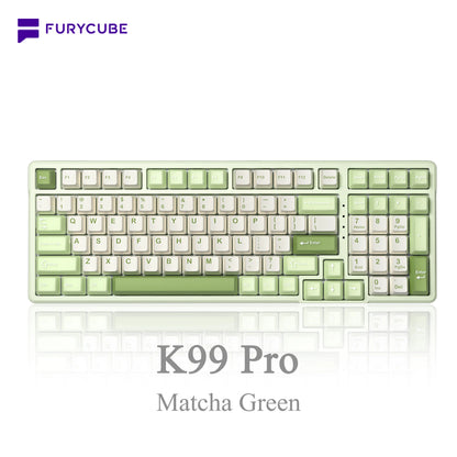 FURYCUBE K99 Pro Mechanical Keyboard Wireless with Num Pad Full Size Wired/Bluetooth/2.4G Gasket Structure Keyboard Creamy Sound for Laptop Computer RGB Backlit,3/5 Pin Hot Swappable Customize Keyboard E-Sports, Office, PBT Keycaps, Mothersdaygift Tiktoks