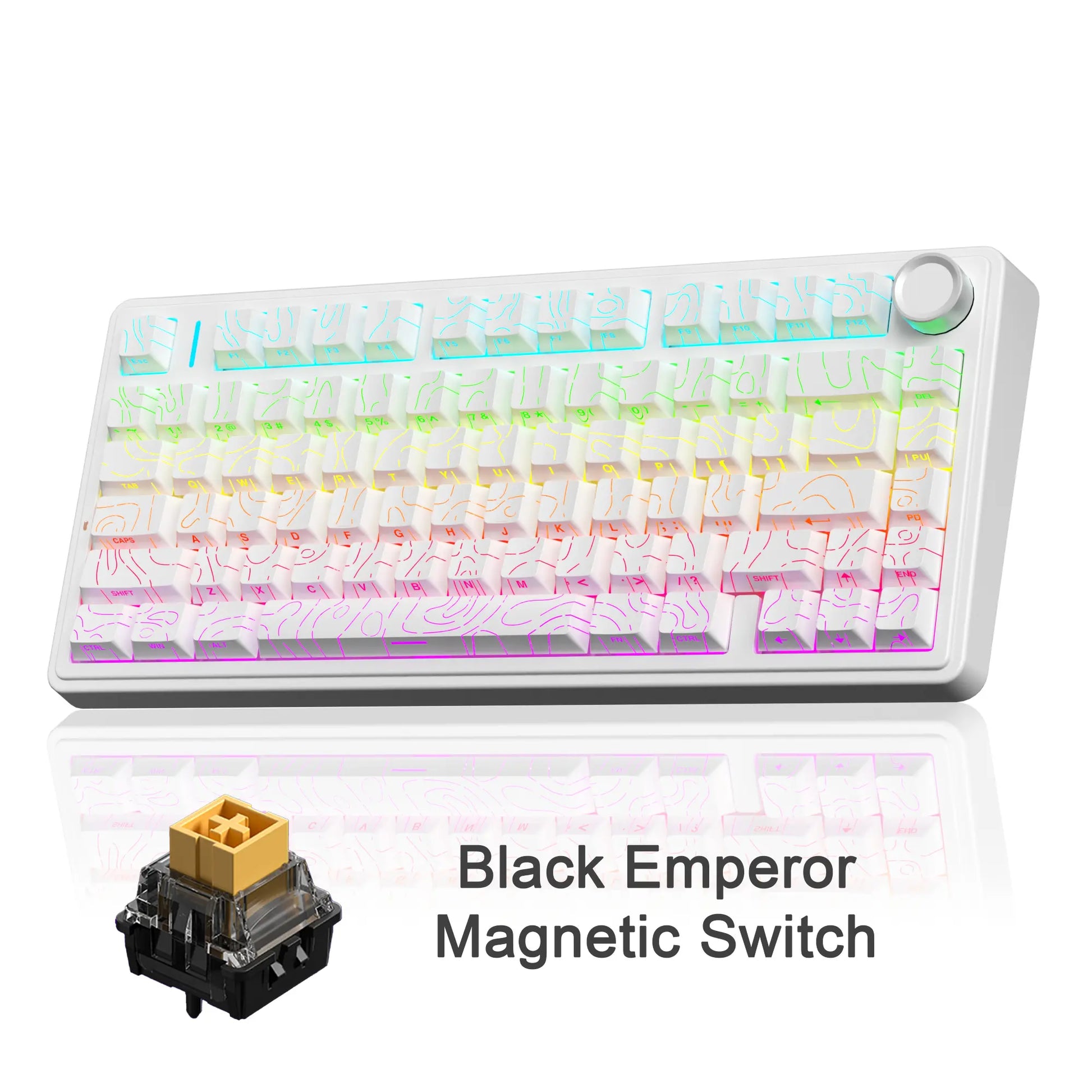 [NEW]AULA F75 HE Wireless Magnetic Switch Custom Gaming Keyboard, 75% Hall Effect Keyboard with Rapid Trigger, 8000Hz Polling Rate , Adjustable Actuation, BT/2.4G/USB-C, Hot Swappable RGB Backlit Keyboard for PC Gamer