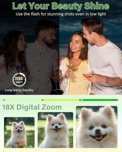 5K Digital Camera for Photography, 75MP Wifi Vlogging Camera for Youtube with 3" 180° Flip Screen, 18X Zoom UHD Autofocus Video Camara with 32GB SD Card, 2 Batteries
