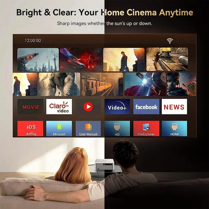 【Dealsforyoudays 】4K 1400 Lumens Projector 200-Inch Screen, Wifi 6 & Bluetooth, Officially Licensed Google TV, Autofocus Hifi Audio, Home Cinema (Phone & Computer Compatible), Indoor & Outdoor Ceiling Mounting