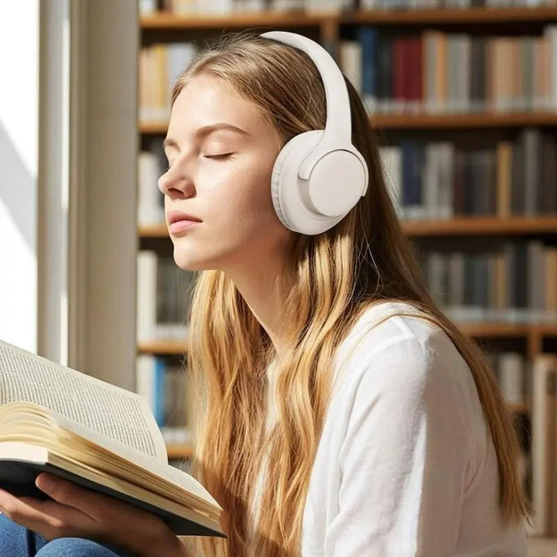 MOKATA Electronic Wireless Bluetooth Headphones, Over-Ear, Deep Bass, Hi-Fi Stereo, 65 Hours Playback Time, Foldable and Lightweight with Microphone, Black, Wireless Audio Headphones