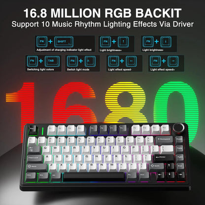[NEW]AULA F75 HE Wireless Magnetic Switch Custom Gaming Keyboard, 75% Hall Effect Keyboard with Rapid Trigger, 8000Hz Polling Rate , Adjustable Actuation, BT/2.4G/USB-C, Hot Swappable RGB Backlit Keyboard for PC Gamer