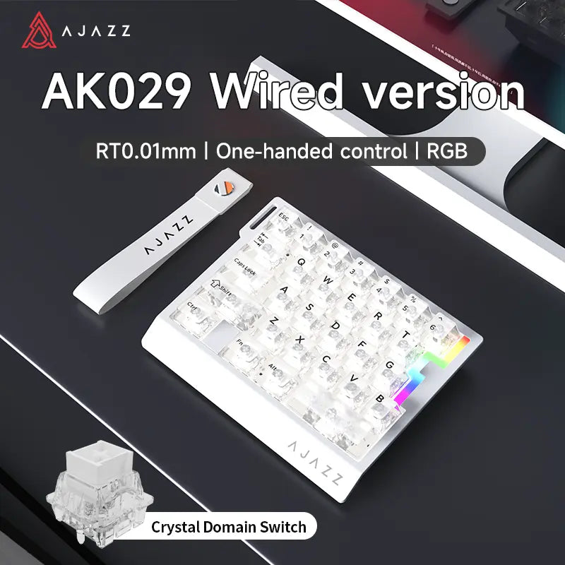 AJAZZ AK029 Single-Handed Wired Magnetic Gaming Keyboard 8K Hz, RGB, 0.01Mm RT Precision，29 Keys, for FPS Gaming Colorful RGB Backlight Web Driver Support Gaming Keyboard