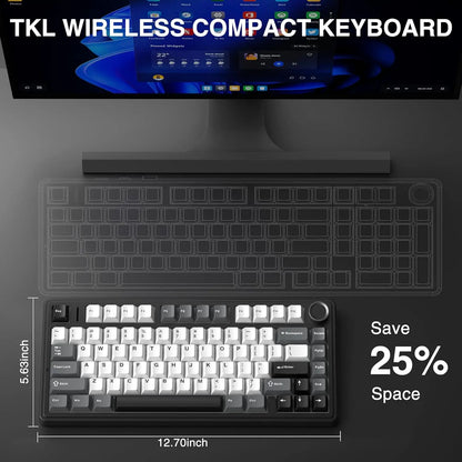 [NEW]AULA F75 HE Wireless Magnetic Switch Custom Gaming Keyboard, 75% Hall Effect Keyboard with Rapid Trigger, 8000Hz Polling Rate , Adjustable Actuation, BT/2.4G/USB-C, Hot Swappable RGB Backlit Keyboard for PC Gamer