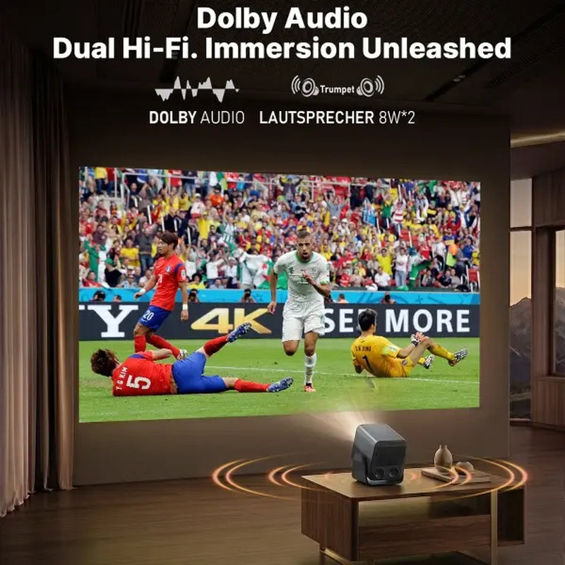 Auking 1100 ANSI Lumen Portable Projector – Auto Focus & Keystone, Dolby Audio, Wifi 6, Bluetooth 5.0, 50% Zoom, Stream Netflix/Youtube, 2-Year Warranty + 1V1 Support