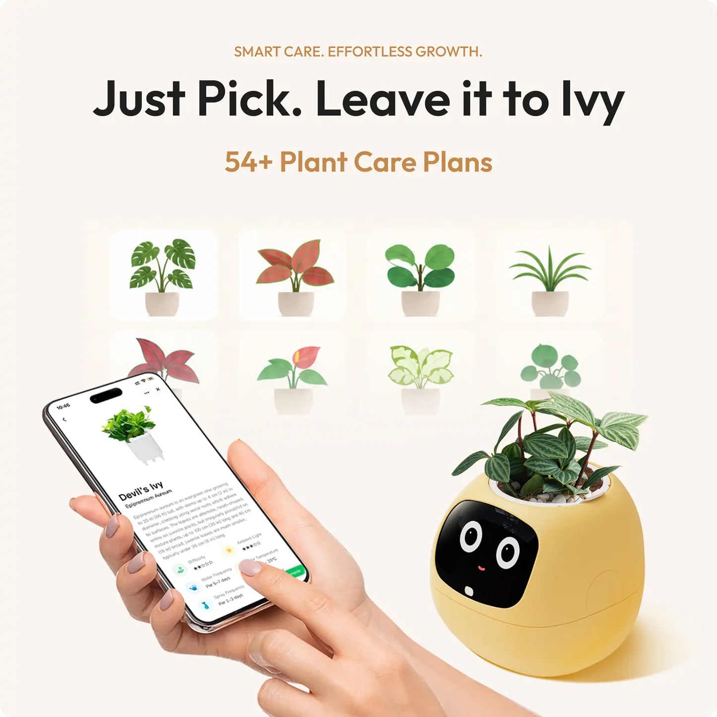 IVY Smart Indoor Plant Pot - Desktop Electronic Pet, Animated AI Flowerpot with Expression Interaction, Creative Science & Technology Toy for Plant Lovers, Indoor Plant Pots