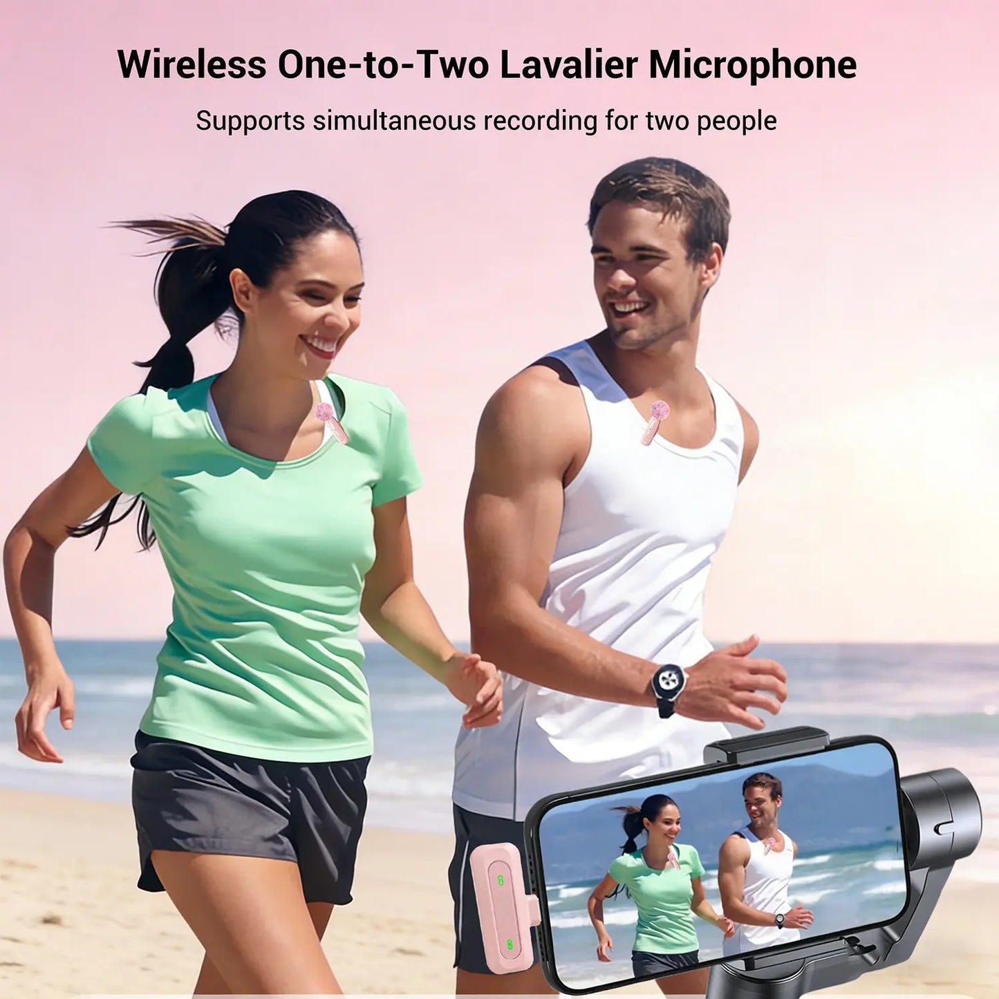 Professional Wireless Lavalier Microphone for Iphone Android Phone, Cordless Lapel Mic for Video Recording Podcast Vlog, Portable Rechargeable Mic
