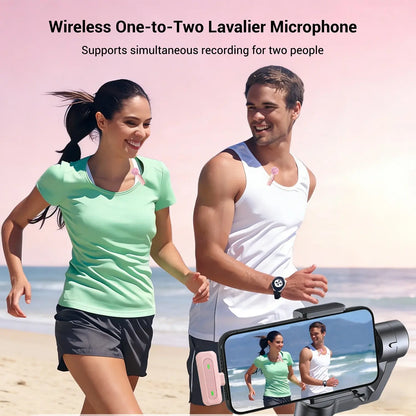 Professional Wireless Lavalier Microphone for Iphone Android Phone, Cordless Lapel Mic for Video Recording Podcast Vlog, Portable Rechargeable Mic