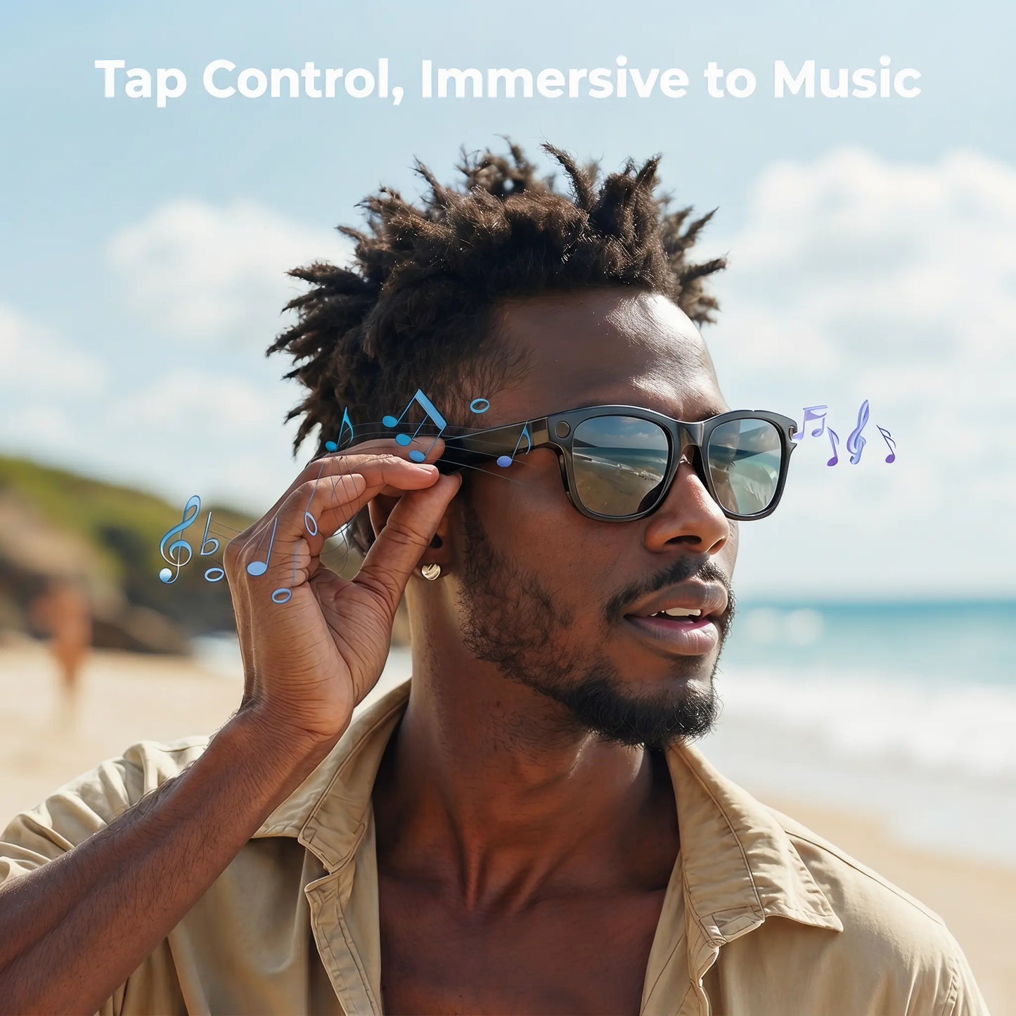 Gemirels Wireless Wearable AI Smart Camera Glasses - HD Anti-Shake Recording, Real-Time Translation, Bluetooth Audio & Calls, 1-Touch Capture for Outdoor Travel, Daily Use Fathersdaygift, Camera Smart Sunglasses, Smart Music Glasses