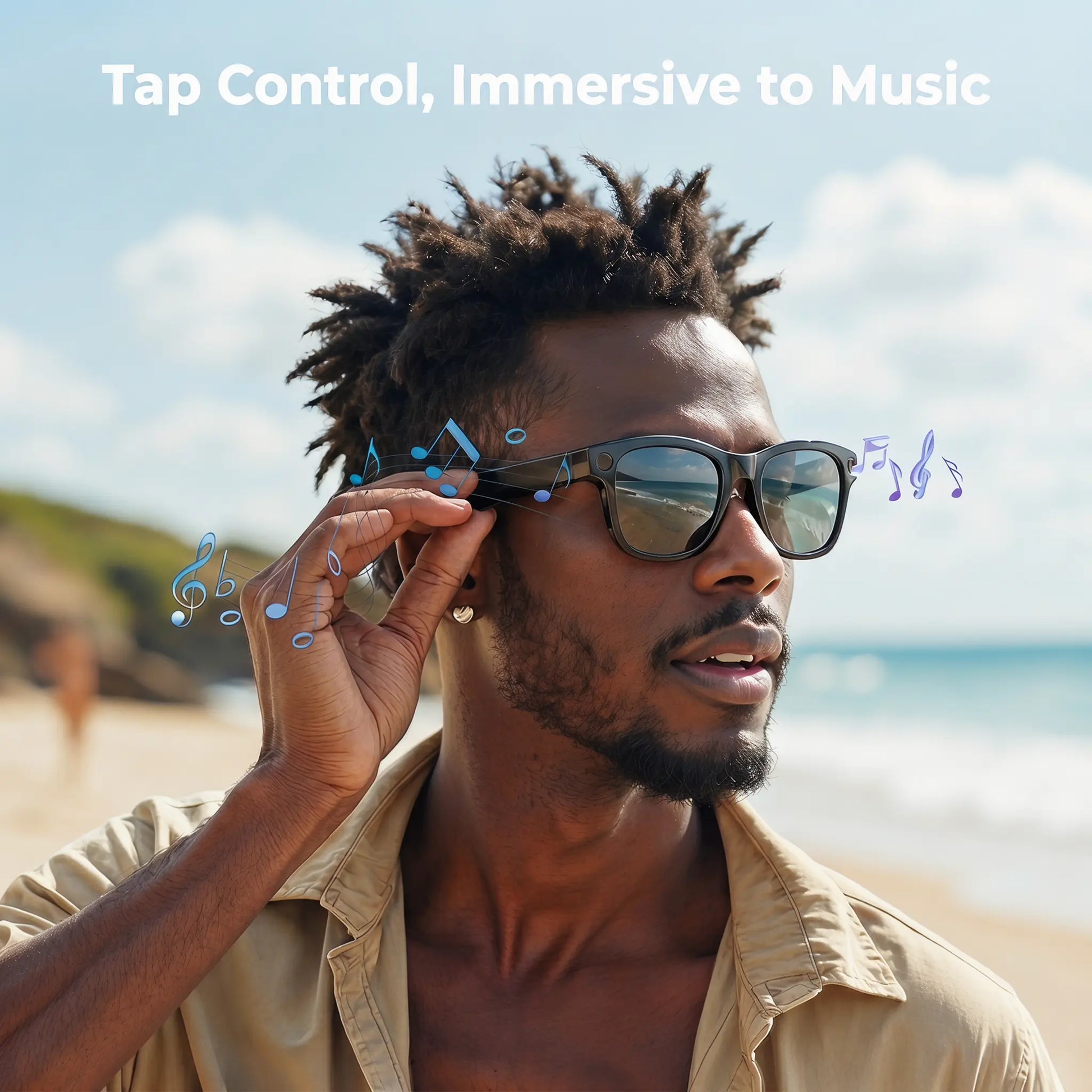 Gemirels Wireless Wearable AI Smart Camera Glasses - HD Anti-Shake Recording, Real-Time Translation, Bluetooth Audio & Calls, 1-Touch Capture for Outdoor Travel, Daily Use Fathersdaygift, Camera Smart Sunglasses, Smart Music Glasses