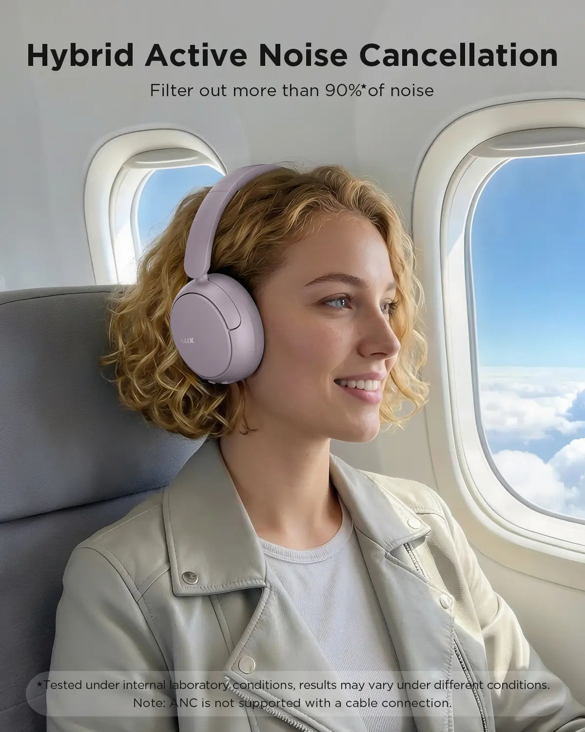 TALIX H30 Hybrid Active Noise Cancelling Headphones, Wireless Over-Ear Bluetooth Headphones, 110H Playtime, Hi-Res Audio, Bass Boost, Clear Calls, Comfortable Fit, Bluetooth 6.0 Headset