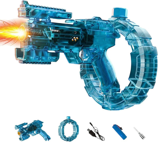 Mechanical Transforming Electric Water 𝙂𝙪𝙣 for Kids Adults,Electric Water 𝙗laster with Strobe Lights,Long Range & Mechanical Deformation, Outdoor Water Game Gift Boys Girls (Blue)