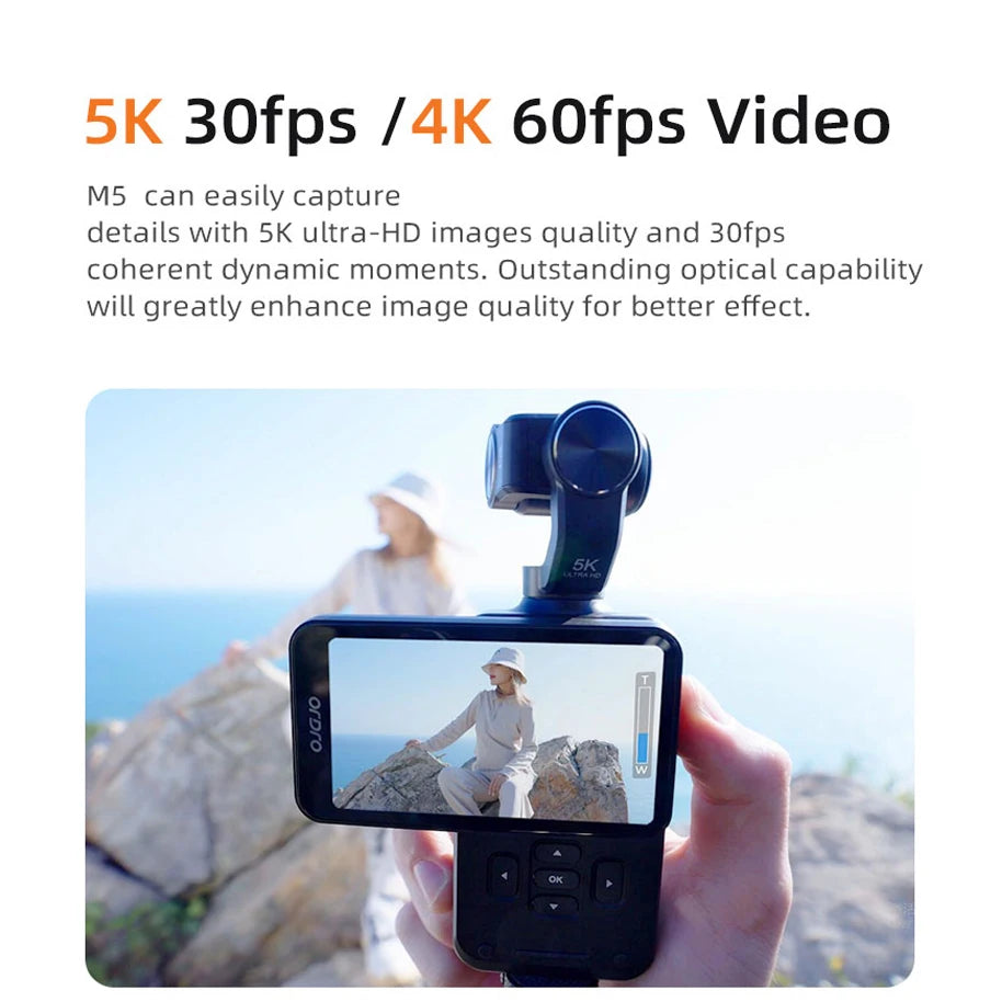 M5 Action Camera 4K Handheld Pocket Digital Camcorder 3-Axis Gimbal Stabilization IR Night Vision Vlog Videos Camara