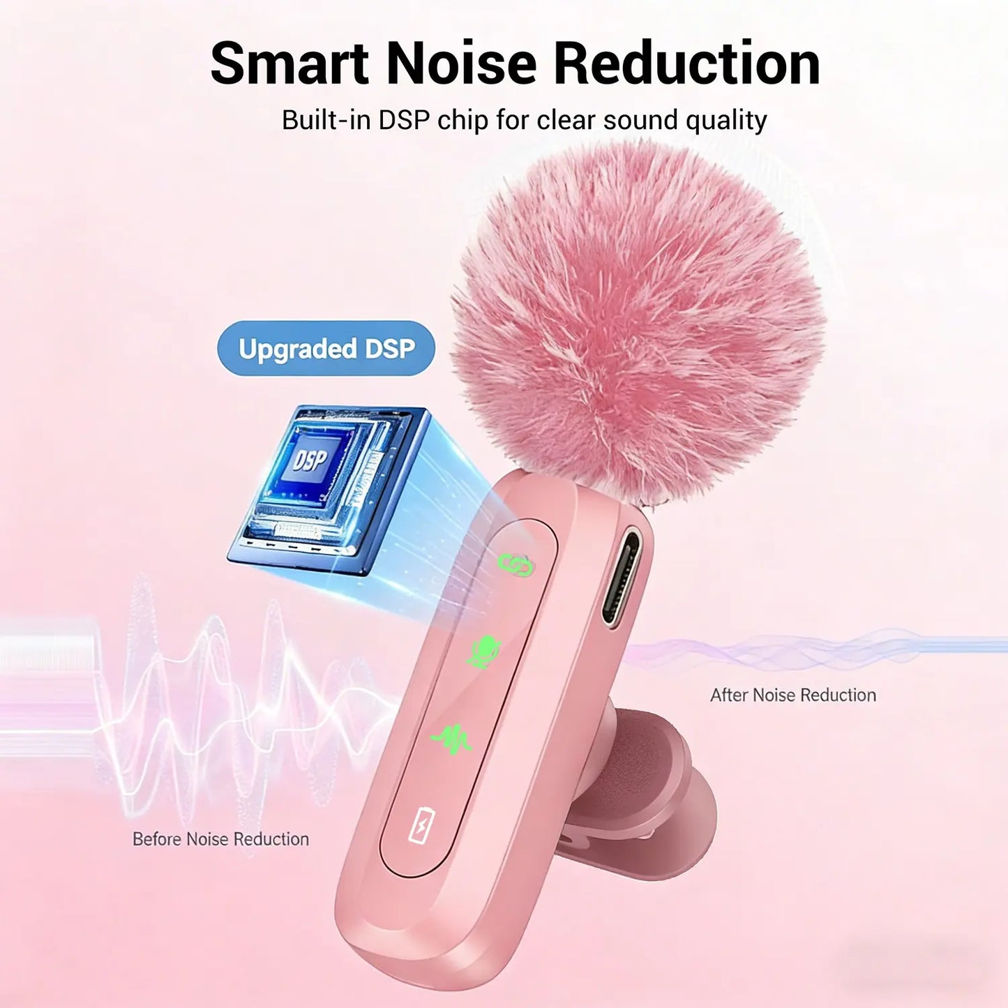 Professional Wireless Lavalier Microphone for Iphone Android Phone, Cordless Lapel Mic for Video Recording Podcast Vlog, Portable Rechargeable Mic