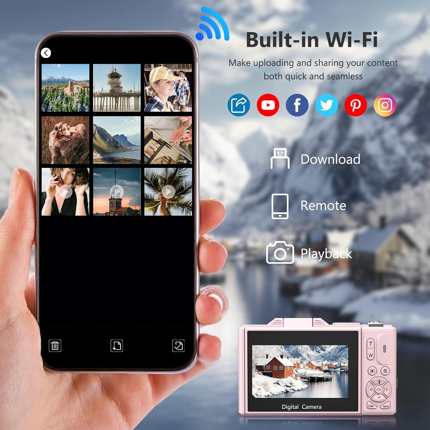 4K Digital Camera for Photography, 64MP Vlogging Camera for Youtube with 3" 180° Flip Screen, 18X Digital Zoom Point and Shoot Camara with 32GB Micro SD Card for Beginner (LP)