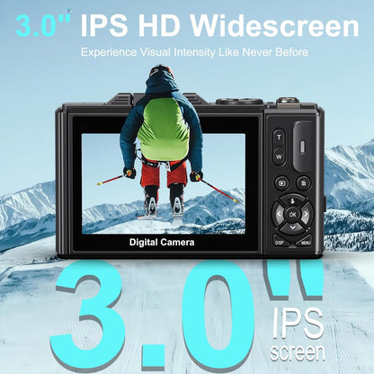 5K Digital Camera for Photography - 75MP Wifi Vlogging Camera for Youtube - UHD 18X Zoom Digital Cameras with Flip Screen 3" 180° - Travel Flash Camara with 32GB SD Card for Beginners & Adults