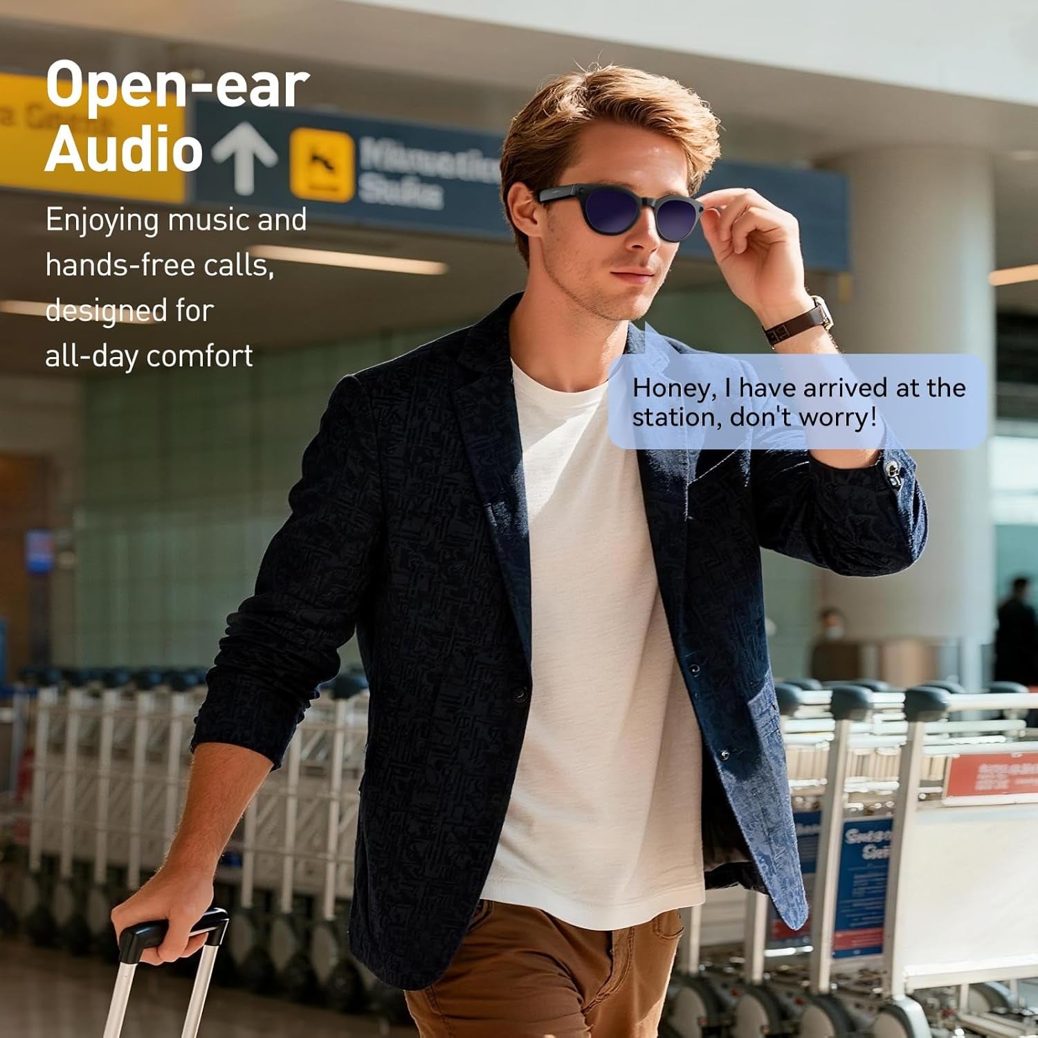 AI Smart Glasses with 2K Camera, 12MP Video Recording, Real-Time Translation, AI Voice Assistant, and Interchangeable Photochromic, Purple, and Blue Lenses