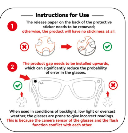 Summervibes HIBLOKS Low-Tack LED Light Blocking Stickers (12 Pieces) for Meta Glasses, Sunglasses Accessories, Blackout Design