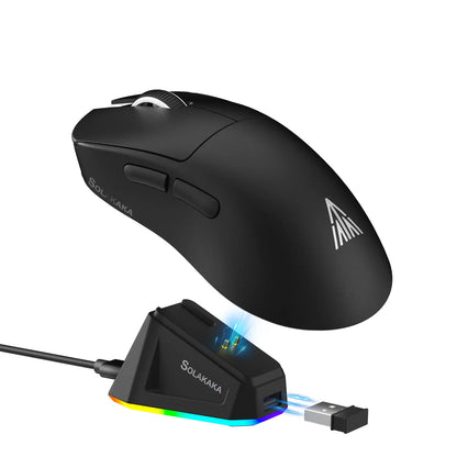 SOLAKAKA SM822 Tri-Mode Wireless Gaming Mouse with RGB Charging Dock, 24000 DPI PAW3311 Sensor, 62G Ultra-Lightweight Programmable Design for PC Gamers, Gaming Accessories