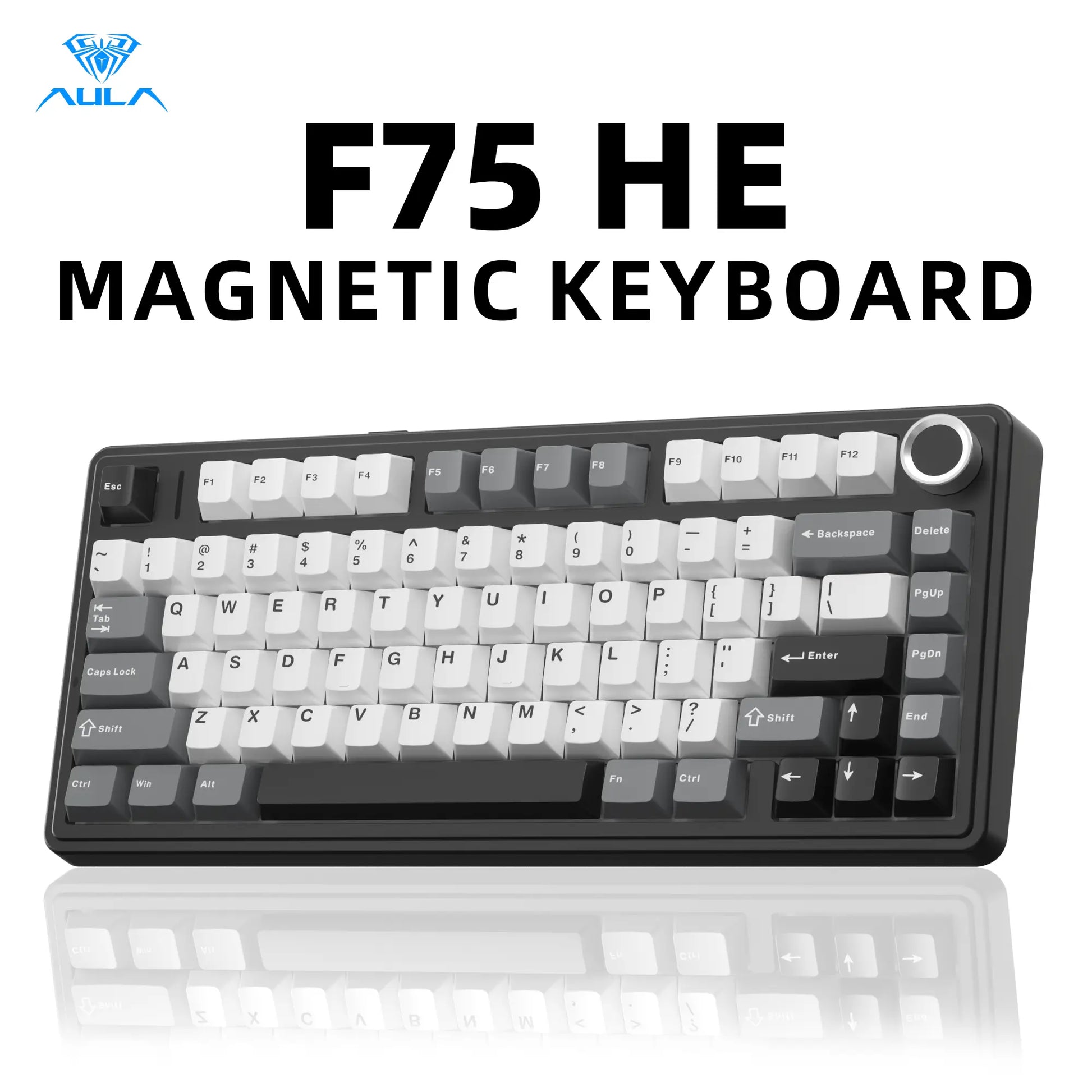 [NEW]AULA F75 HE Wireless Magnetic Switch Custom Gaming Keyboard, 75% Hall Effect Keyboard with Rapid Trigger, 8000Hz Polling Rate , Adjustable Actuation, BT/2.4G/USB-C, Hot Swappable RGB Backlit Keyboard for PC Gamer