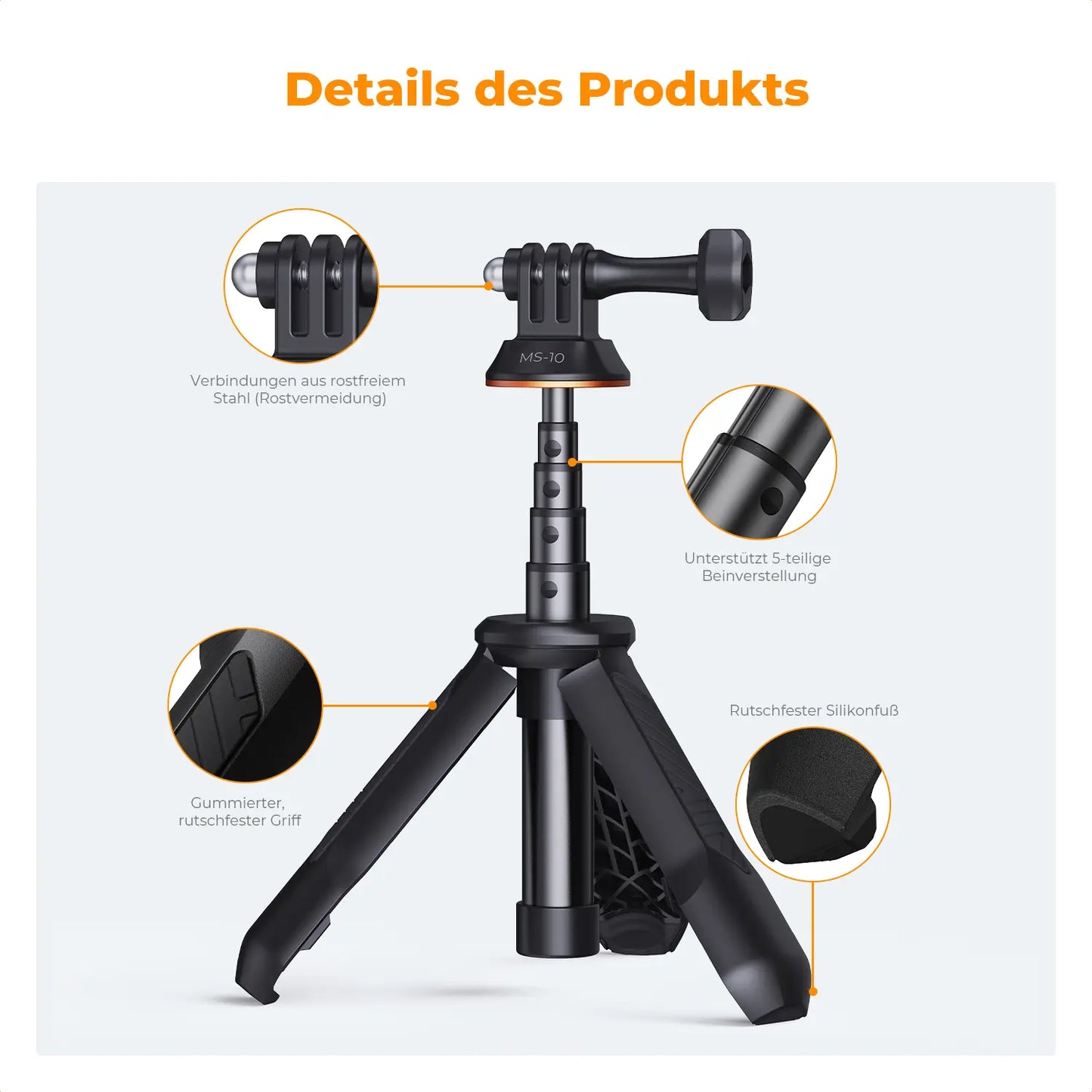【Dealsforyoudays】K&F CONCEPT MS03 Small 13"/33Cm Action Camera Tripod Stand - Travel Tripod, Mobile Accessories, Clip Mount for Gopro, Action Cameras, Smartphones (Live Streaming, Vlog Selfies)