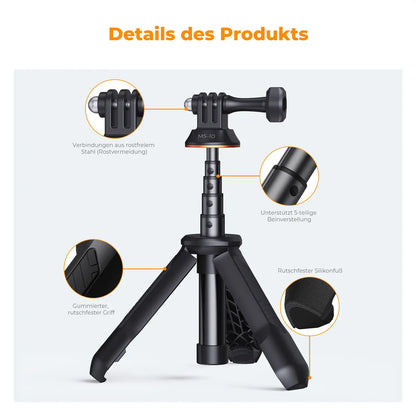 【Dealsforyoudays】K&F CONCEPT MS03 Small 13"/33Cm Action Camera Tripod Stand - Travel Tripod, Mobile Accessories, Clip Mount for Gopro, Action Cameras, Smartphones (Live Streaming, Vlog Selfies)