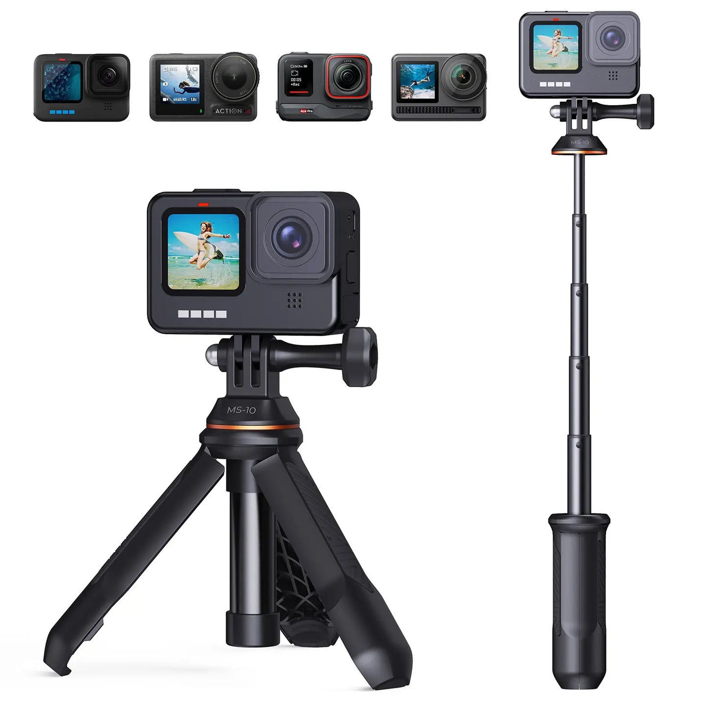 【Dealsforyoudays】K&F CONCEPT MS03 Small 13"/33Cm Action Camera Tripod Stand - Travel Tripod, Mobile Accessories, Clip Mount for Gopro, Action Cameras, Smartphones (Live Streaming, Vlog Selfies)
