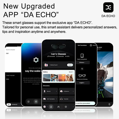 Smart AI Glasses with 8MP Camera, 1200P HD Video & Photo Capture Wearable for Travel, Real-Time Translation Support, Recording Glasses with AI Voice Assistant, Open-Ear Audio, Object Recognition, Bluetooth， Photochromic Lenses