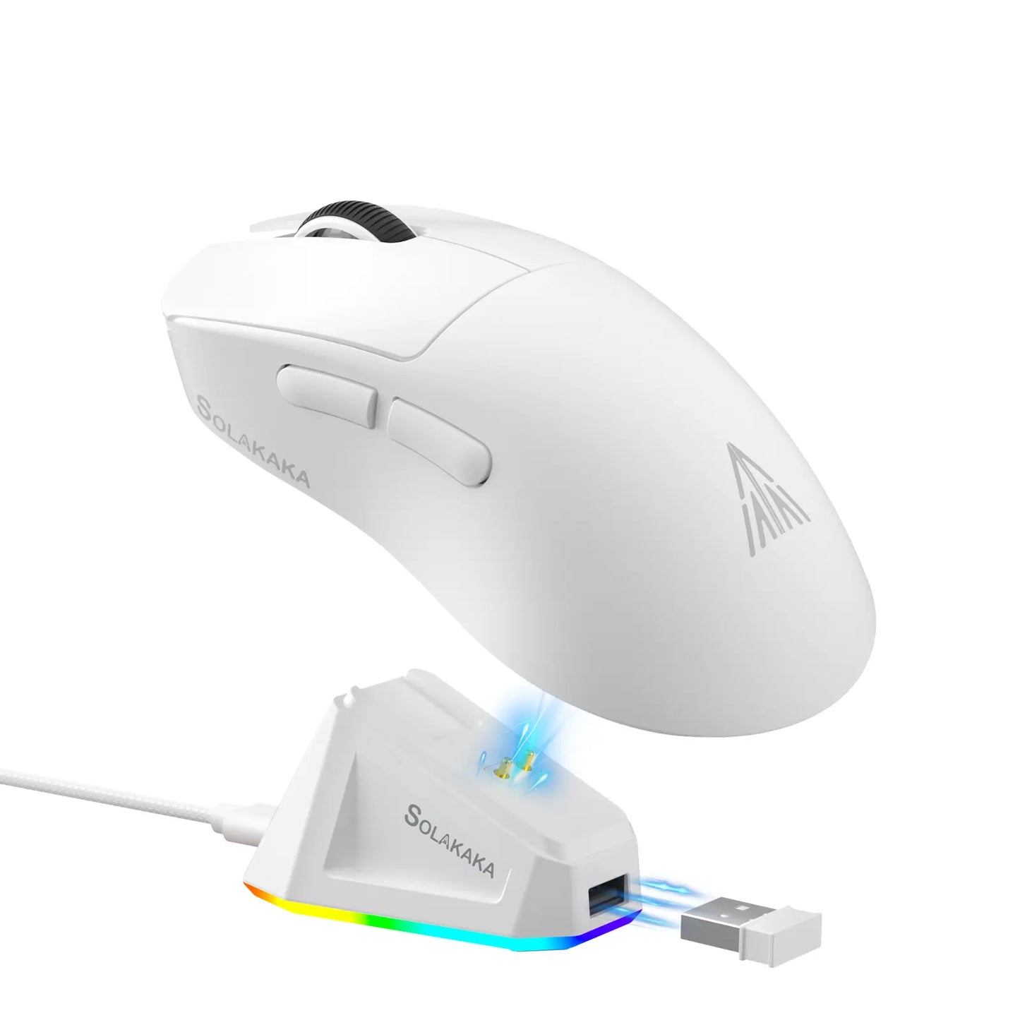 SOLAKAKA SM822 Tri-Mode Wireless Gaming Mouse with RGB Charging Dock, 24000 DPI PAW3311 Sensor, 62G Ultra-Lightweight Programmable Design for PC Gamers, Gaming Accessories
