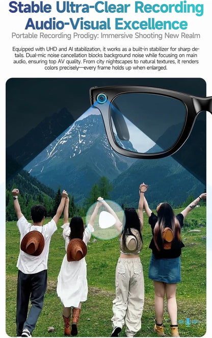 AI Smart Glasses with 800W Camera and 1080P Video, Bluetooth Connectivity, UV Protection, and Anti-Blue Light Features for Daily Use