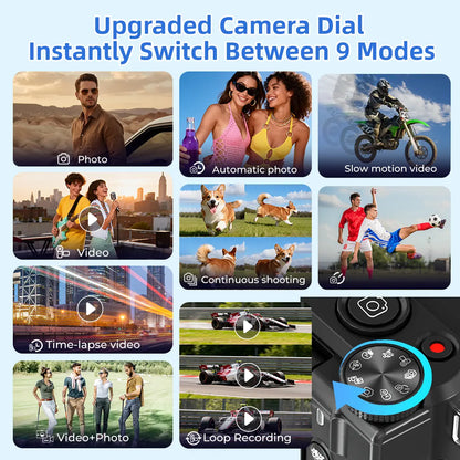 WIKICO 24X Optical Zoom Digital Camera for Photography, 4K 88MP Vlogging Camera for Youtube with 3" 180° Flip Screen, Point and Shoot Cam with 32GB Micro SD Card for Beginner Recording Recording,Summerwins