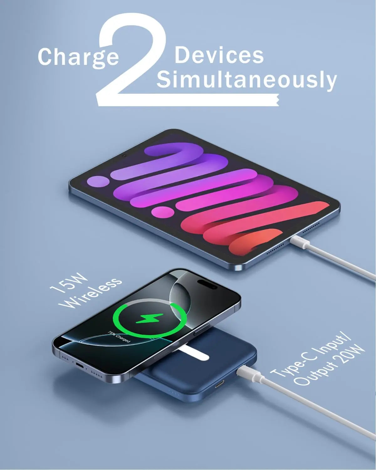 Magsafe Ultra-Thin Battery Pack, 5000Mah Fast Wireless Charger Compact Magnetic Power Bank and USB-C Cable for Iphone 17/16/15/14/13/12 Series Pink Chargeable Protection Smartphone Power Bank Portable Charger Power Bank Magnetic Power Bank