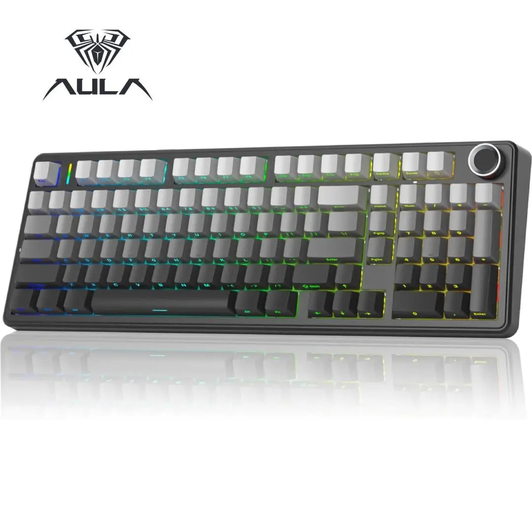 【Deals】Official Aula X Leobog F99PRO Mechanical Gaming Keyboard with Knob,Tri-Mode Bt5.0/Usb-C/2.4Ghz Hot Swappable Custom Keyboard,Windows& Android&Mac