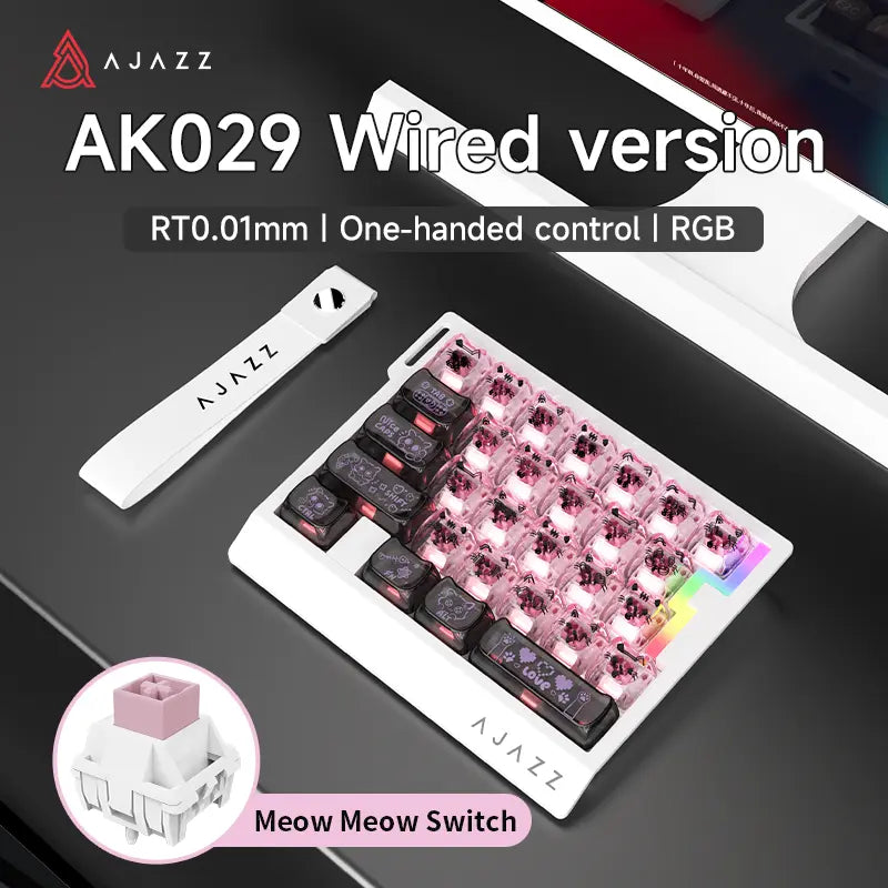 AJAZZ AK029 Single-Handed Wired Magnetic Gaming Keyboard 8K Hz, RGB, 0.01Mm RT Precision，29 Keys, for FPS Gaming Colorful RGB Backlight Web Driver Support Gaming Keyboard