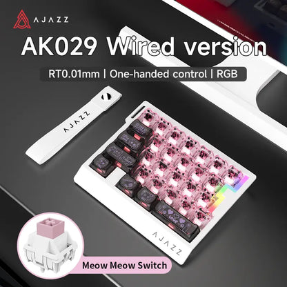 AJAZZ AK029 Single-Handed Wired Magnetic Gaming Keyboard 8K Hz, RGB, 0.01Mm RT Precision，29 Keys, for FPS Gaming Colorful RGB Backlight Web Driver Support Gaming Keyboard
