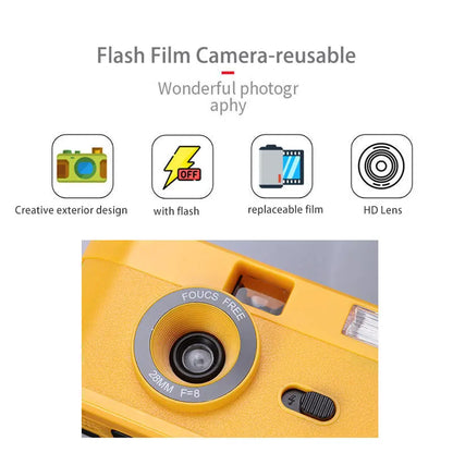 Non Disposable Reusable Camera 35 MM, Flash Reusable Retro Camaras De Pelicula, Vintage Lomo 35MM Film Camera for Kodak Film