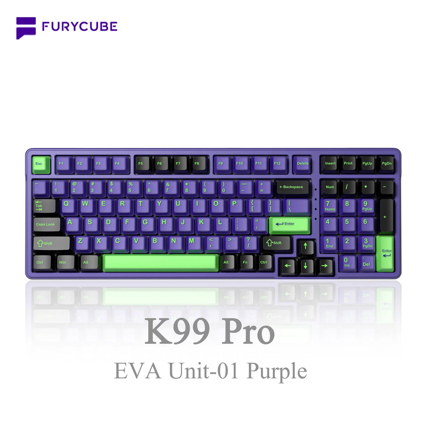FURYCUBE K99 Pro Mechanical Keyboard Wireless with Num Pad Full Size Wired/Bluetooth/2.4G Gasket Structure Keyboard Creamy Sound for Laptop Computer RGB Backlit,3/5 Pin Hot Swappable Customize Keyboard E-Sports, Office, PBT Keycaps, Mothersdaygift Tiktoks