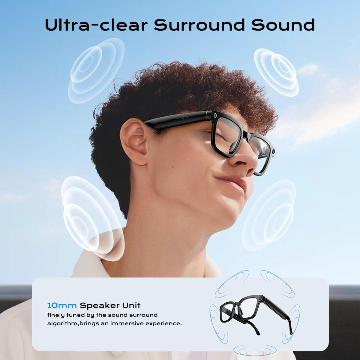 AI Smart Glasses with HD 1080P Camera, Video Recording, Photo Capture, and Real-Time Translation in 140+ Languages - Ideal for Travel and Business (Transparent Anti-Blue)