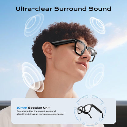AI Smart Glasses with HD 1080P Camera, Video Recording, Photo Capture, and Real-Time Translation in 140+ Languages - Ideal for Travel and Business (Transparent Anti-Blue)